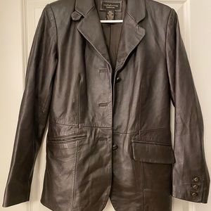 Genuine leather lamb skin jacket, dark brown, size Small (I’m normally XS)